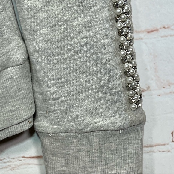 Juicy Couture Sweatshirt Womens Small Gray Full Zip Rhinestones Diamond Pearls - Picture 8 of 11